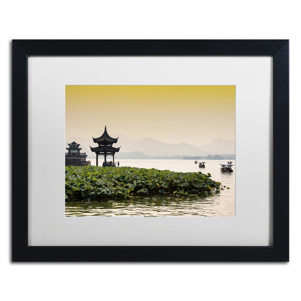 Philippe Hugonnard 'West Lake' Black Wooden Framed Art 18 X 22 Inches