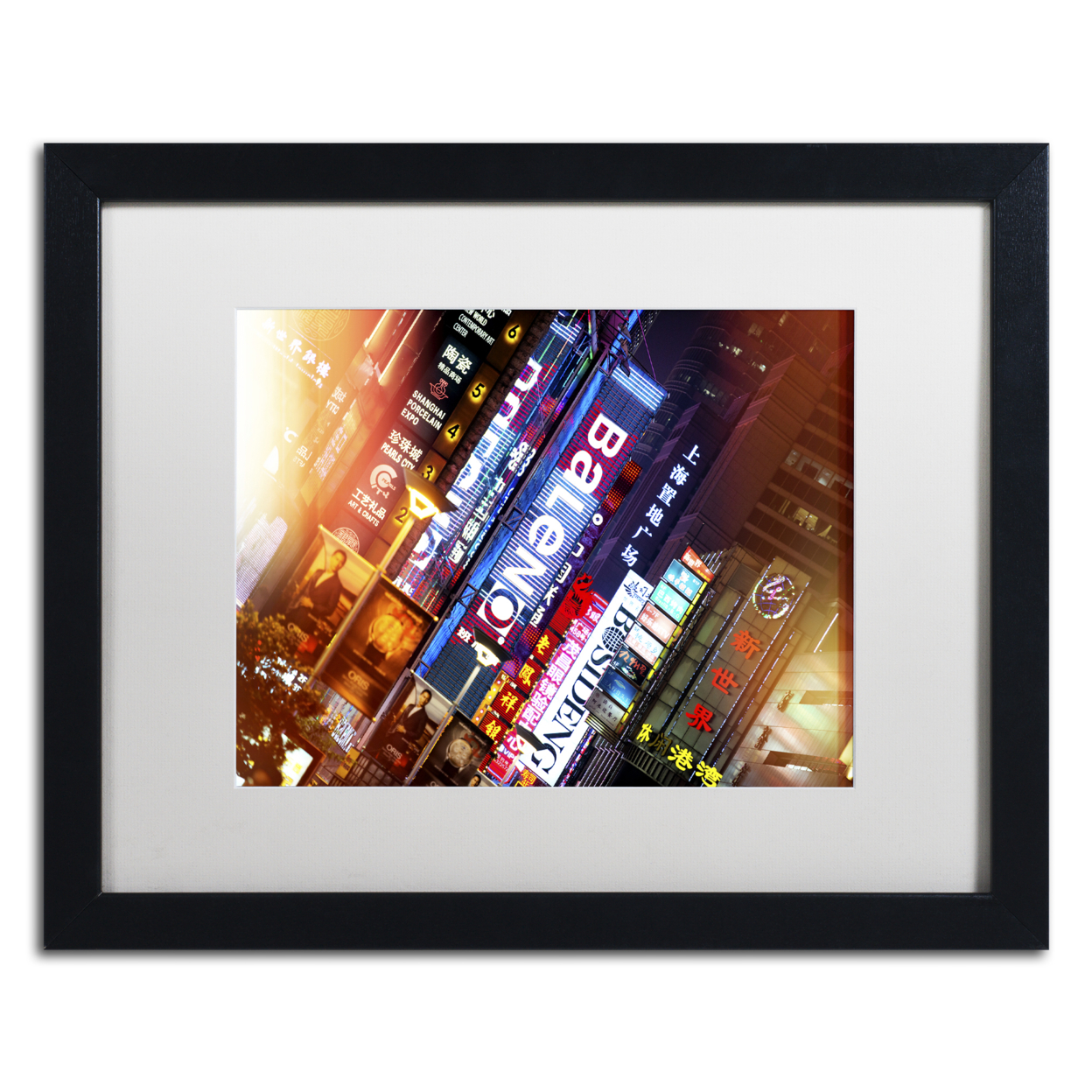Philippe Hugonnard 'Neon Signs' Black Wooden Framed Art 18 X 22 Inches