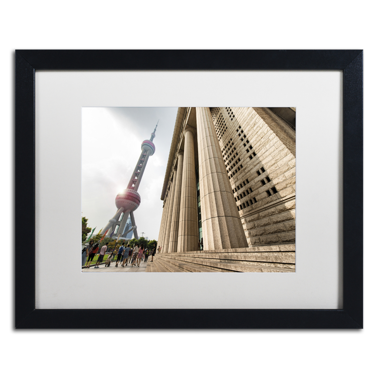 Philippe Hugonnard 'Pearl Tower' Black Wooden Framed Art 18 X 22 Inches