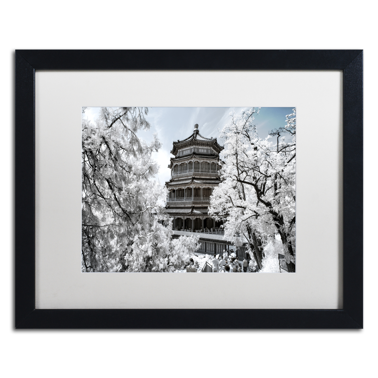 Philippe Hugonnard 'White Temple I' Black Wooden Framed Art 18 X 22 Inches