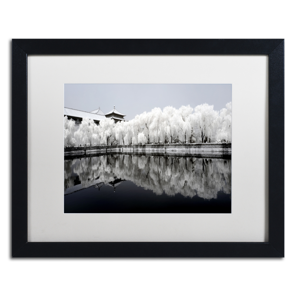 Philippe Hugonnard 'White Reflet' Black Wooden Framed Art 18 X 22 Inches
