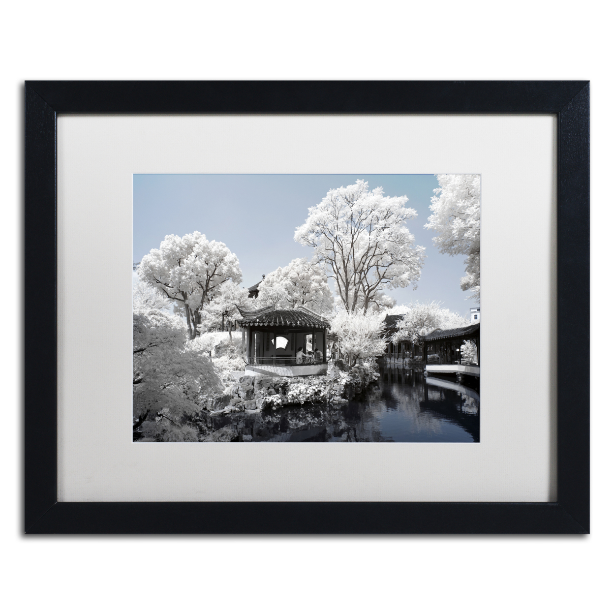 Philippe Hugonnard 'White Lake' Black Wooden Framed Art 18 X 22 Inches