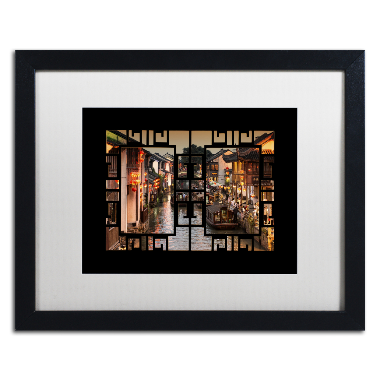 Philippe Hugonnard 'Water City' Black Wooden Framed Art 18 X 22 Inches
