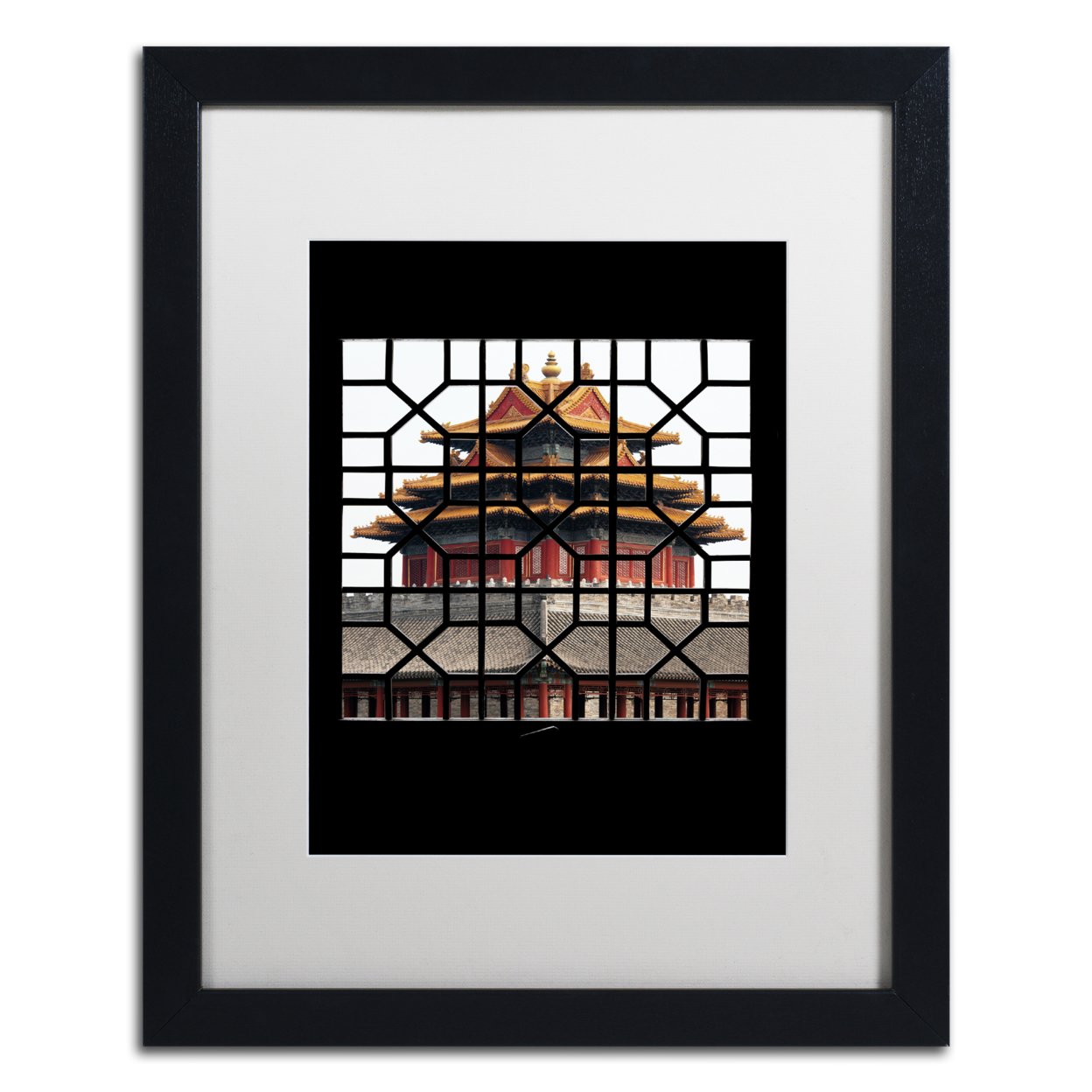 Philippe Hugonnard 'Temple I' Black Wooden Framed Art 18 X 22 Inches