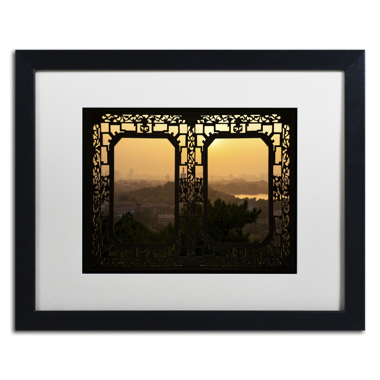 Philippe Hugonnard 'Sunset View' Black Wooden Framed Art 18 X 22 Inches