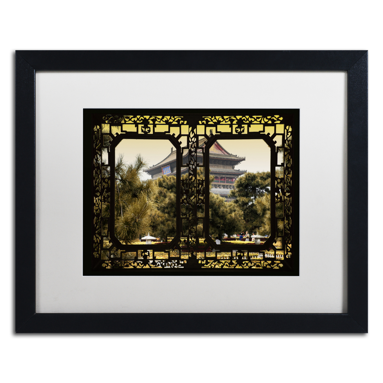 Philippe Hugonnard 'Garden View' Black Wooden Framed Art 18 X 22 Inches