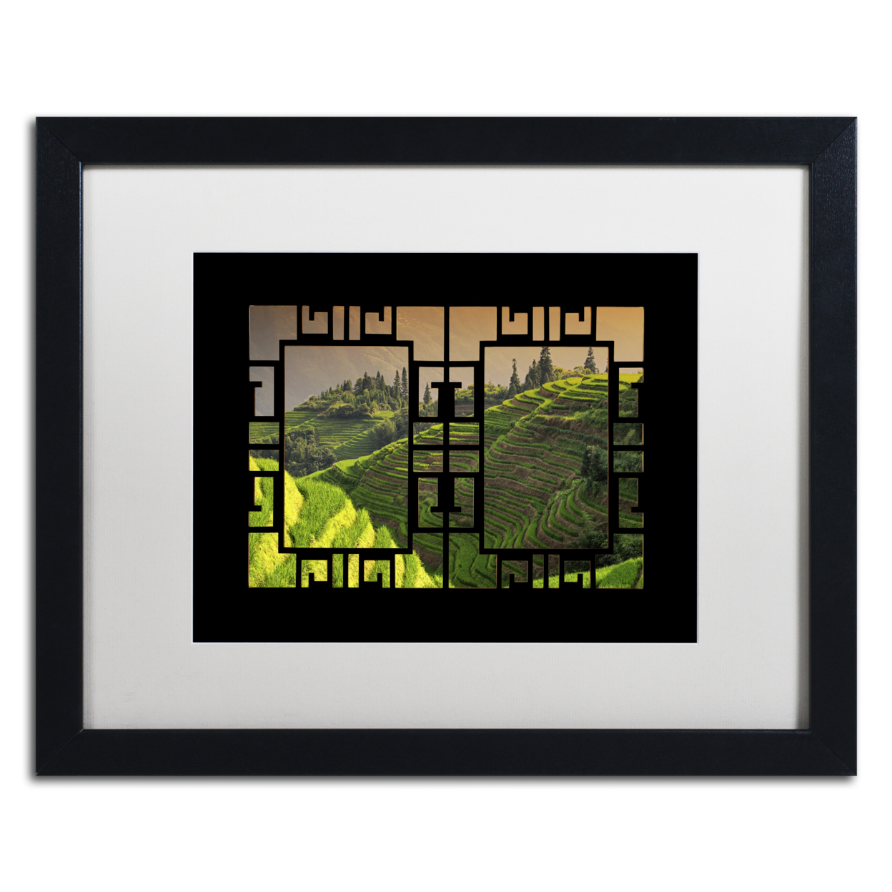 Philippe Hugonnard 'Rice View IV' Black Wooden Framed Art 18 X 22 Inches