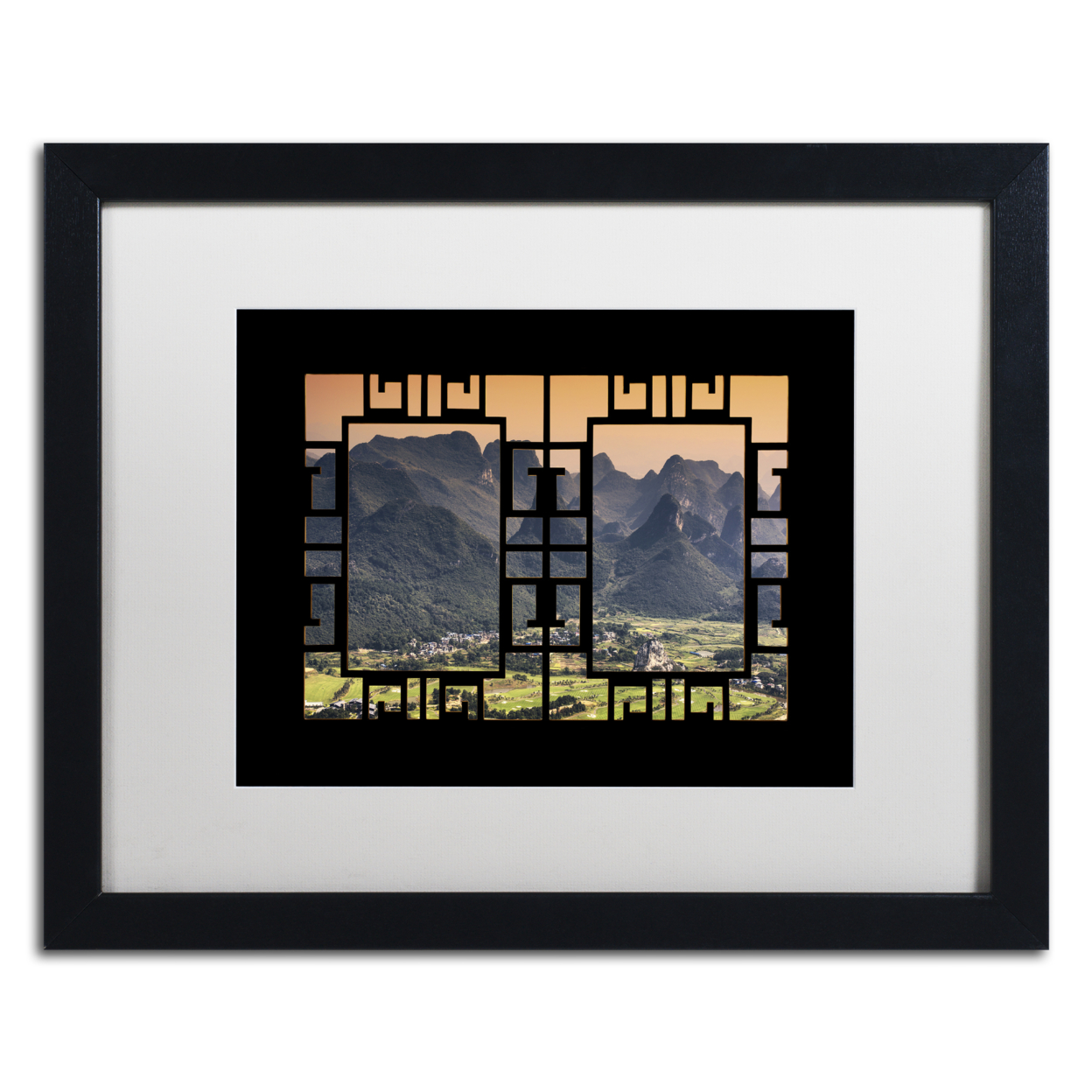 Philippe Hugonnard 'View Guilin' Black Wooden Framed Art 18 X 22 Inches