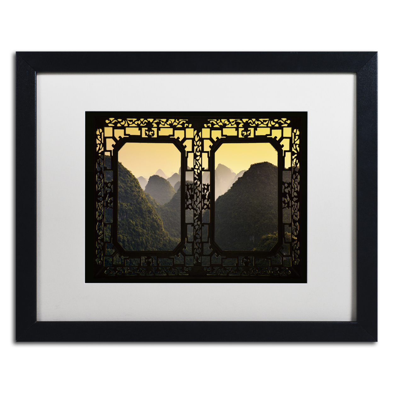 Philippe Hugonnard 'Mountain View' Black Wooden Framed Art 18 X 22 Inches