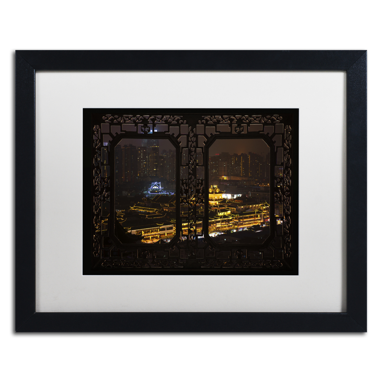 Philippe Hugonnard 'Yuyuan View' Black Wooden Framed Art 18 X 22 Inches
