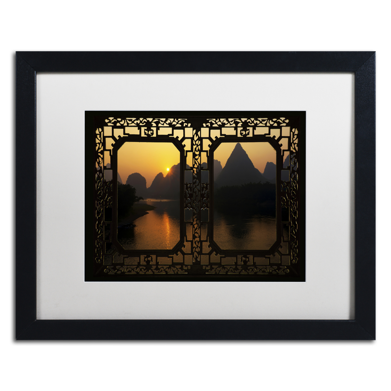 Philippe Hugonnard 'Sunrise View' Black Wooden Framed Art 18 X 22 Inches
