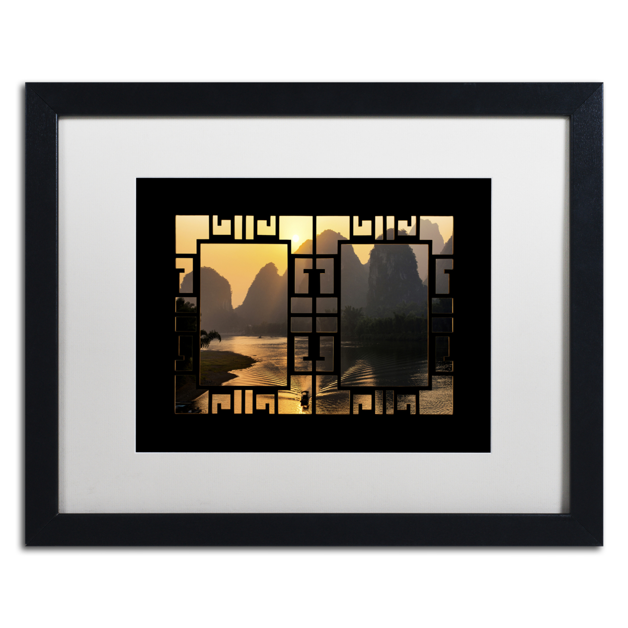 Philippe Hugonnard 'Sunrise View V' Black Wooden Framed Art 18 X 22 Inches