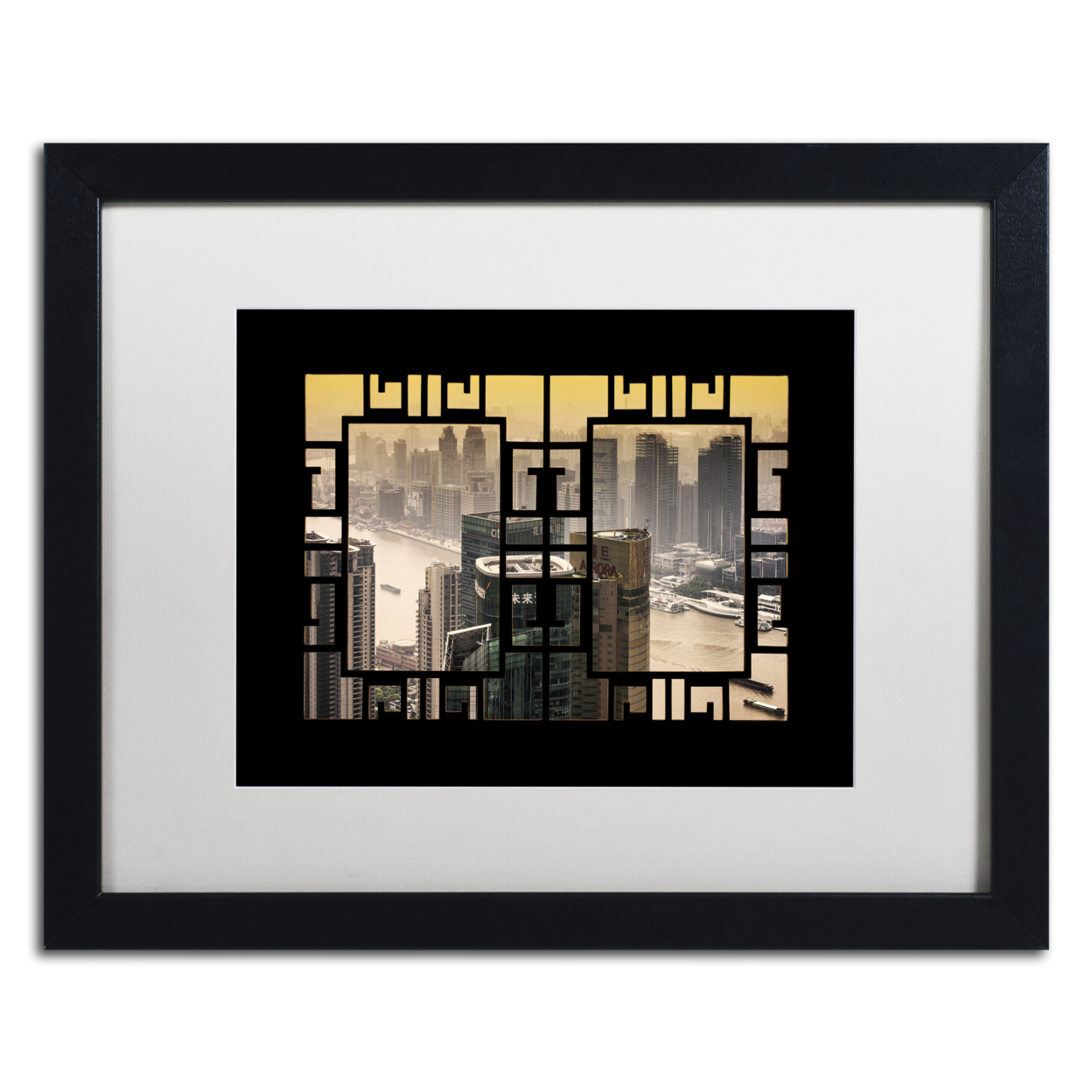 Philippe Hugonnard 'The City' Black Wooden Framed Art 18 X 22 Inches