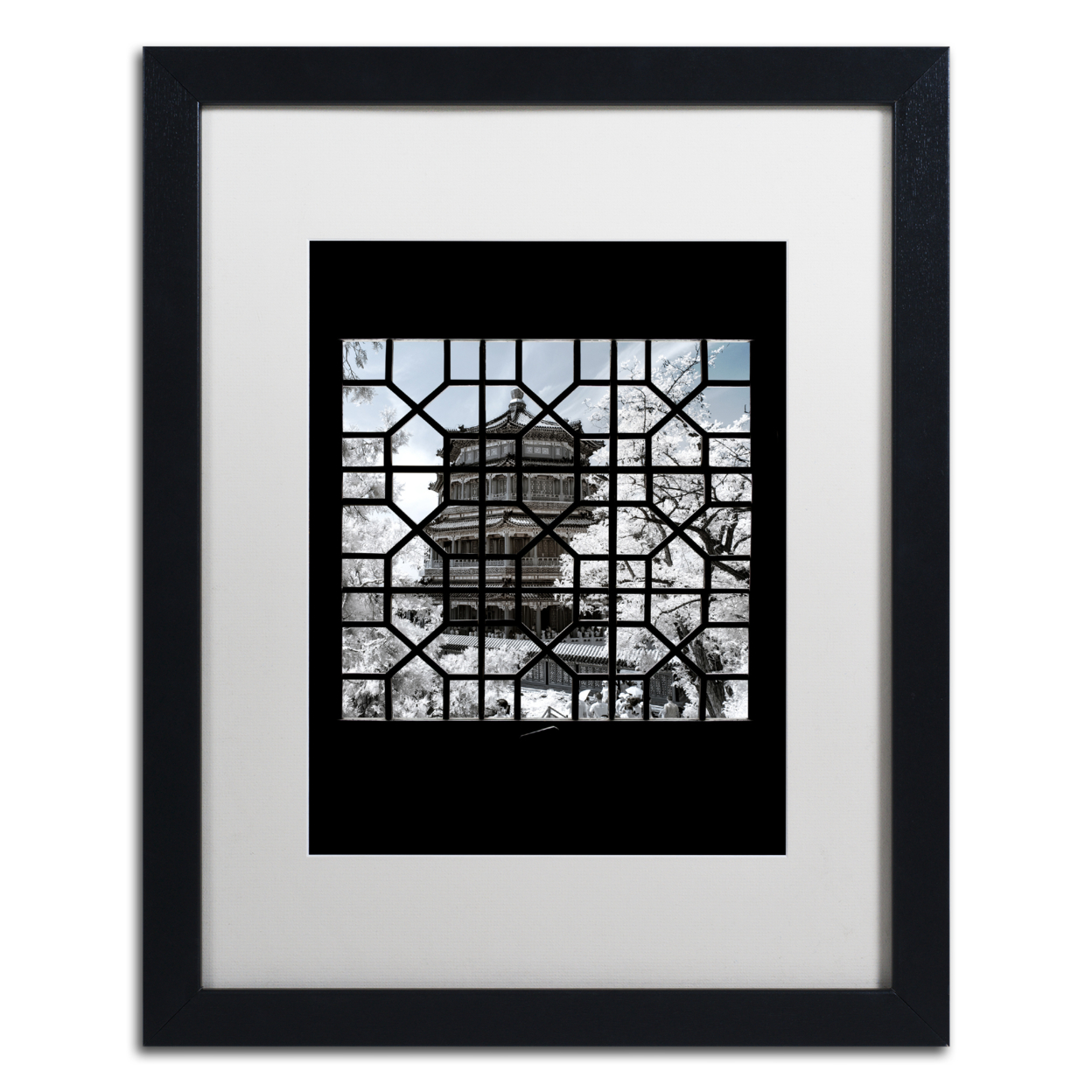 Philippe Hugonnard 'Window Temple' Black Wooden Framed Art 18 X 22 Inches