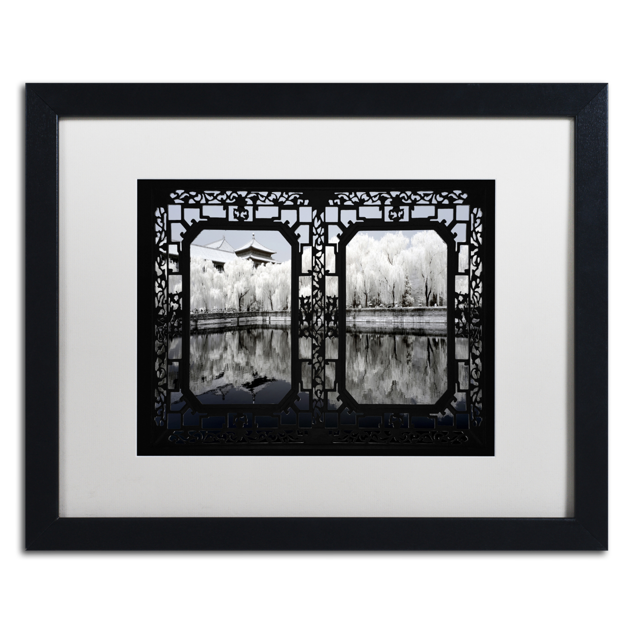 Philippe Hugonnard 'Lake View' Black Wooden Framed Art 18 X 22 Inches