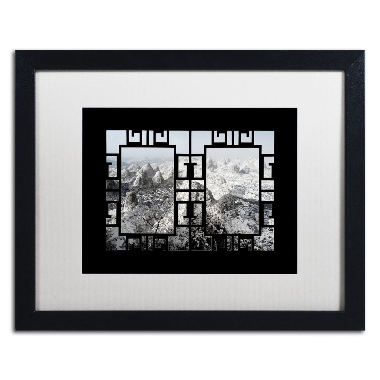 Philippe Hugonnard 'Winter View I' Black Wooden Framed Art 18 X 22 Inches