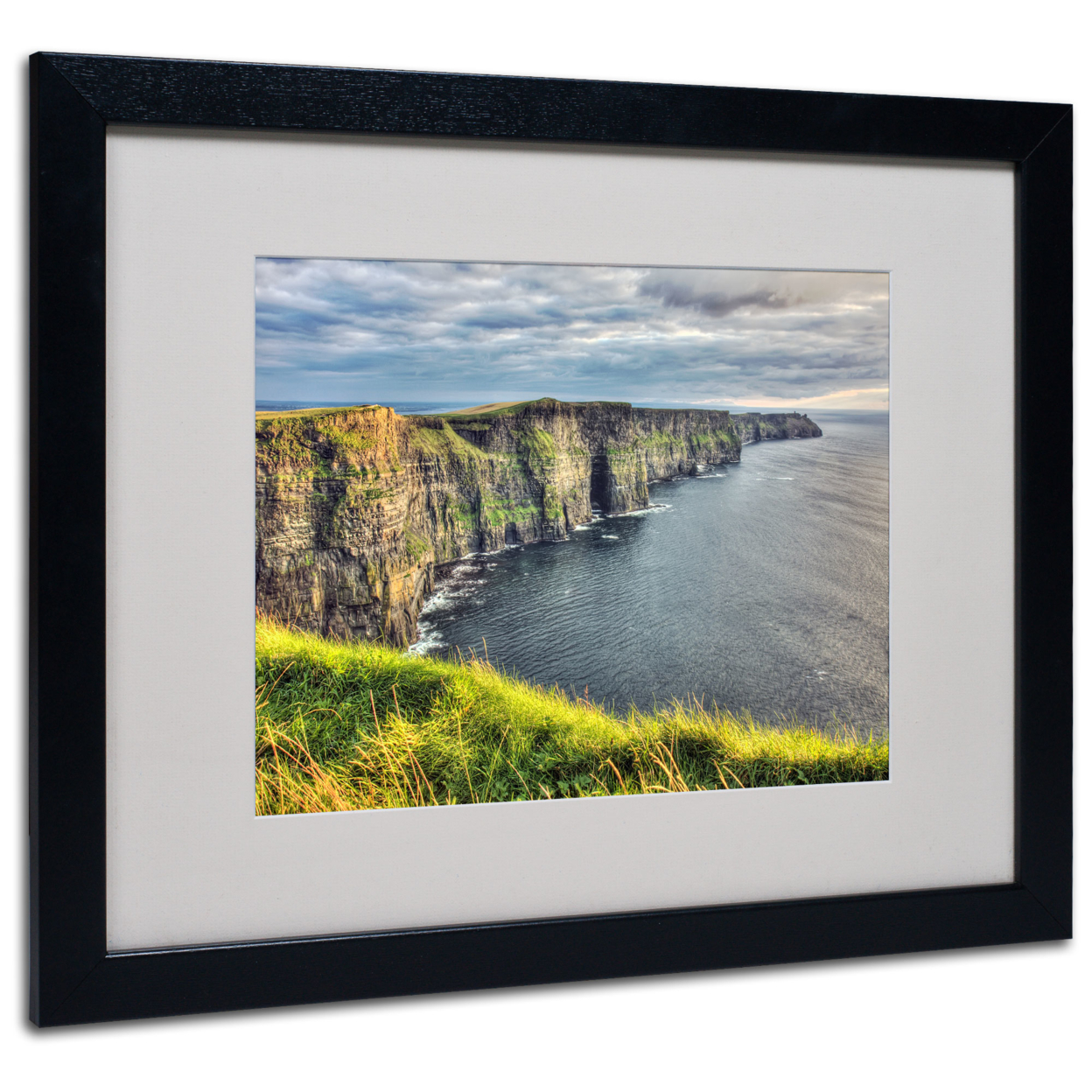 Pierre Leclerc 'Cliffs Of Moher Ireland' Black Wooden Framed Art 18 X 22 Inches