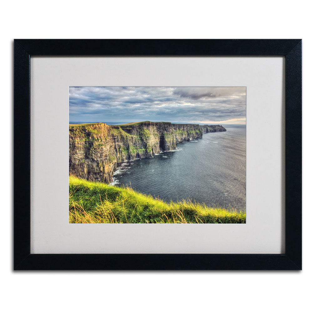 Pierre Leclerc 'Cliffs Of Moher Ireland' Black Wooden Framed Art 18 X 22 Inches
