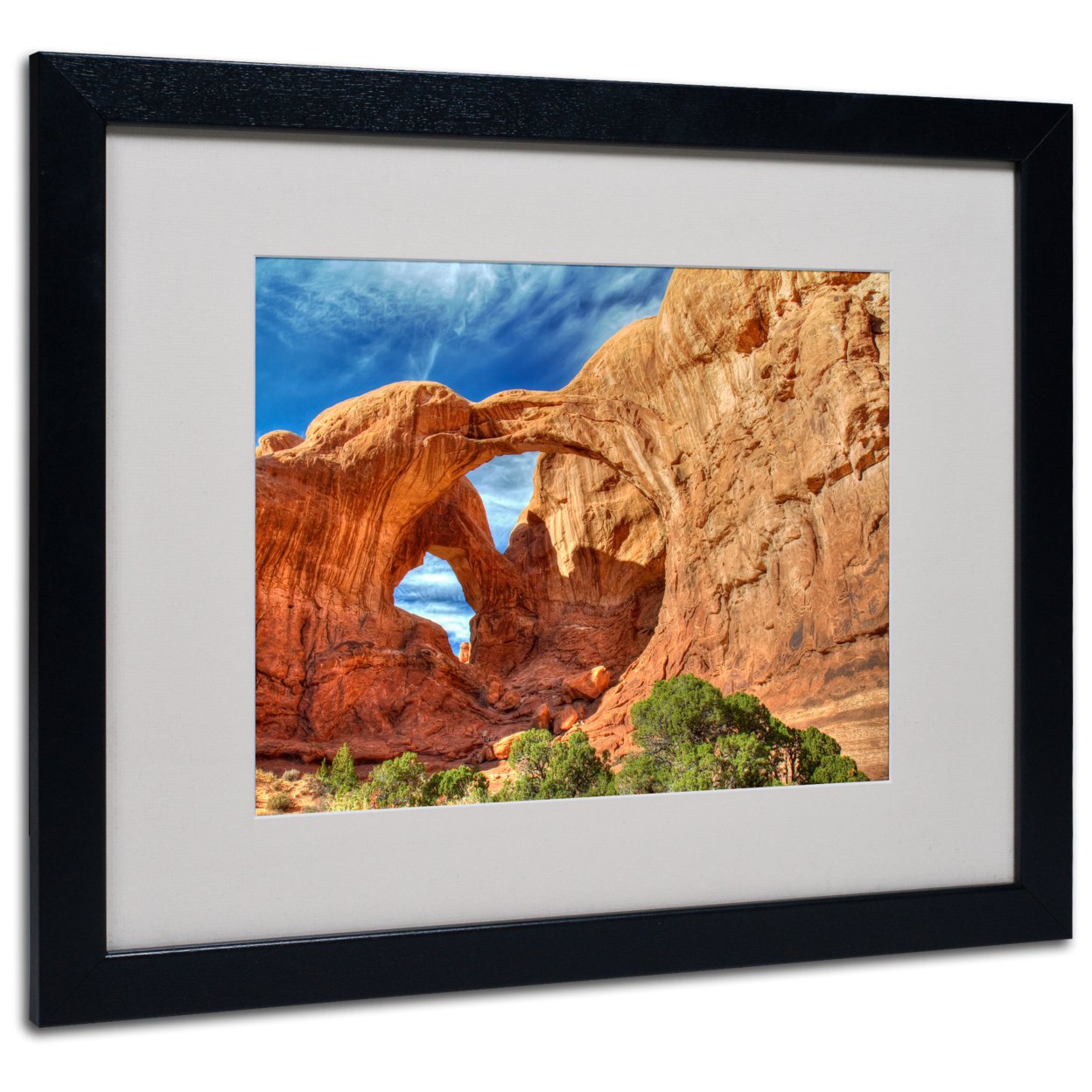 Pierre Leclerc 'Double Arch' Black Wooden Framed Art 18 X 22 Inches