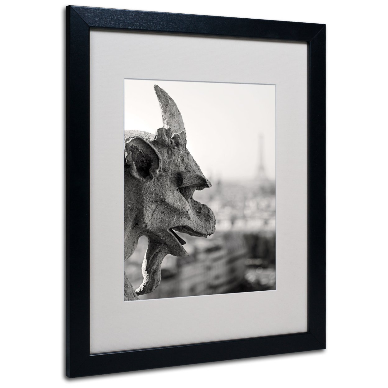 Pierre Leclerc 'Gargoyle Paris' Black Wooden Framed Art 18 X 22 Inches