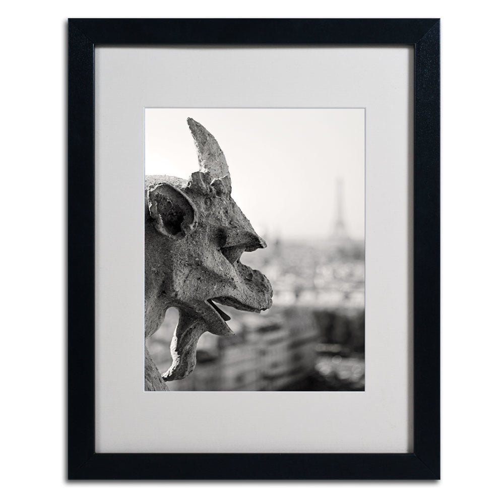 Pierre Leclerc 'Gargoyle Paris' Black Wooden Framed Art 18 X 22 Inches