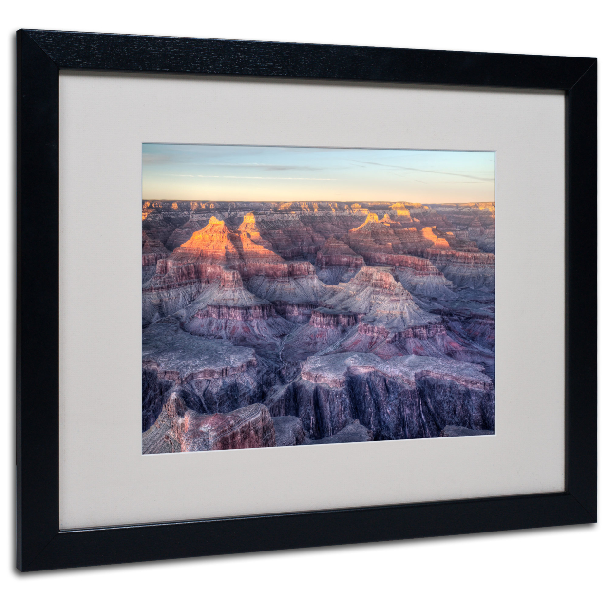 Pierre Leclerc 'Grand Canyon Sunset' Black Wooden Framed Art 18 X 22 Inches