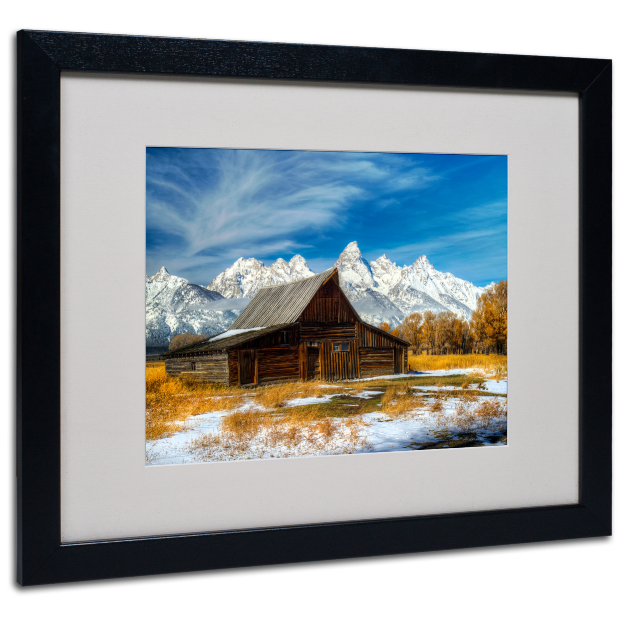 Pierre Leclerc 'Iconic Barn Grand Teton' Black Wooden Framed Art 18 X 22 Inches