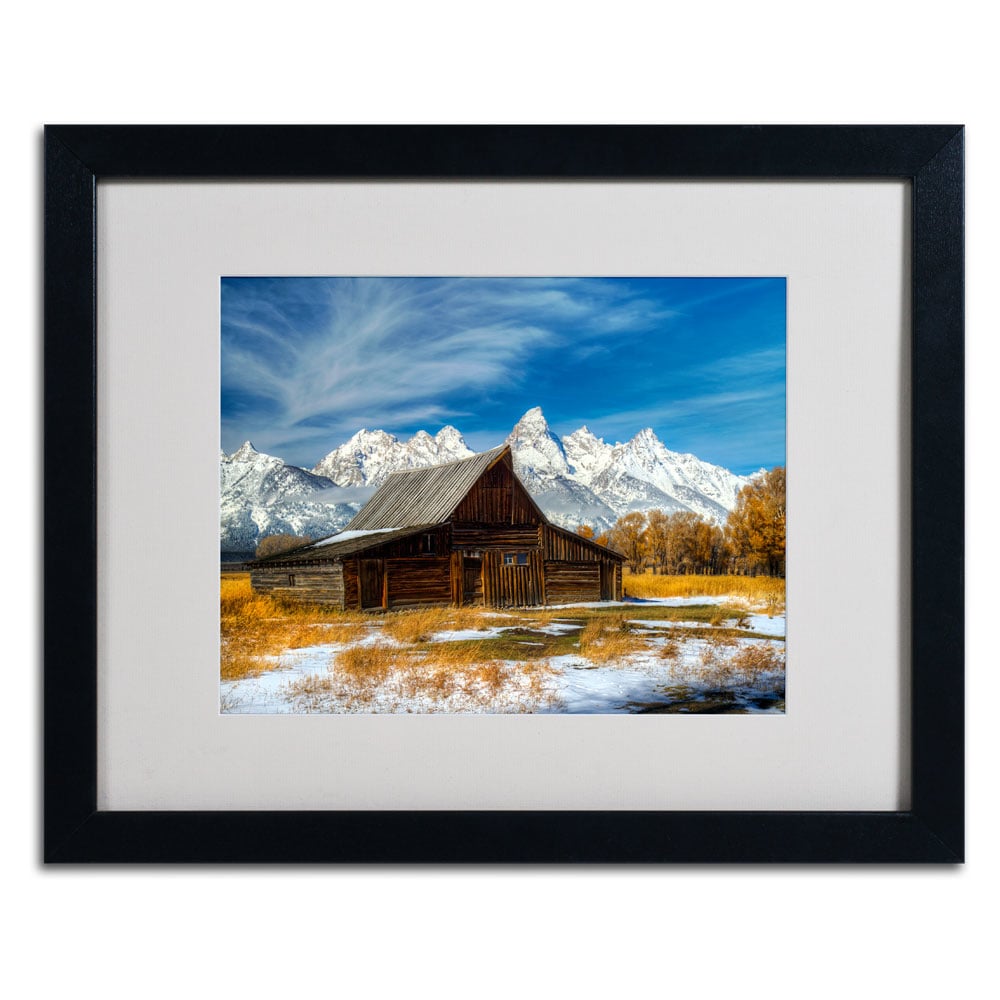 Pierre Leclerc 'Iconic Barn Grand Teton' Black Wooden Framed Art 18 X 22 Inches