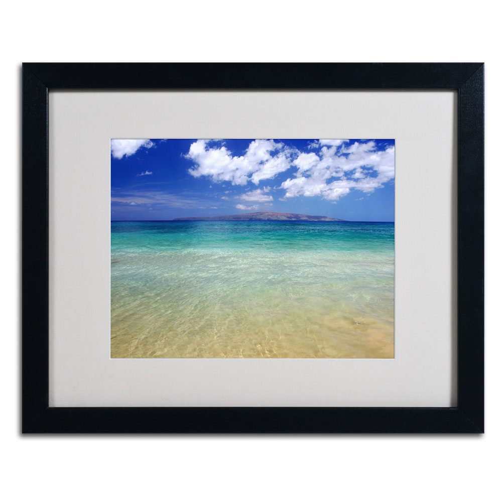 Pierre Leclerc 'Hawaii Blue Beach' Black Wooden Framed Art 18 X 22 Inches