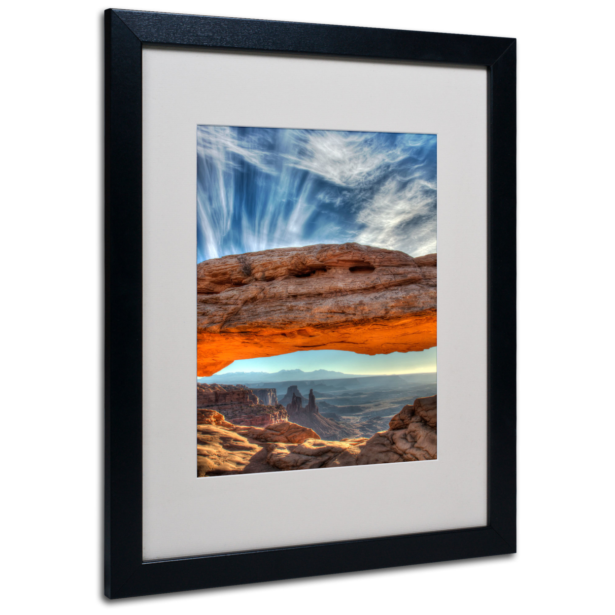 Pierre Leclerc 'Mesa Arch Sunrise 2' Black Wooden Framed Art 18 X 22 Inches