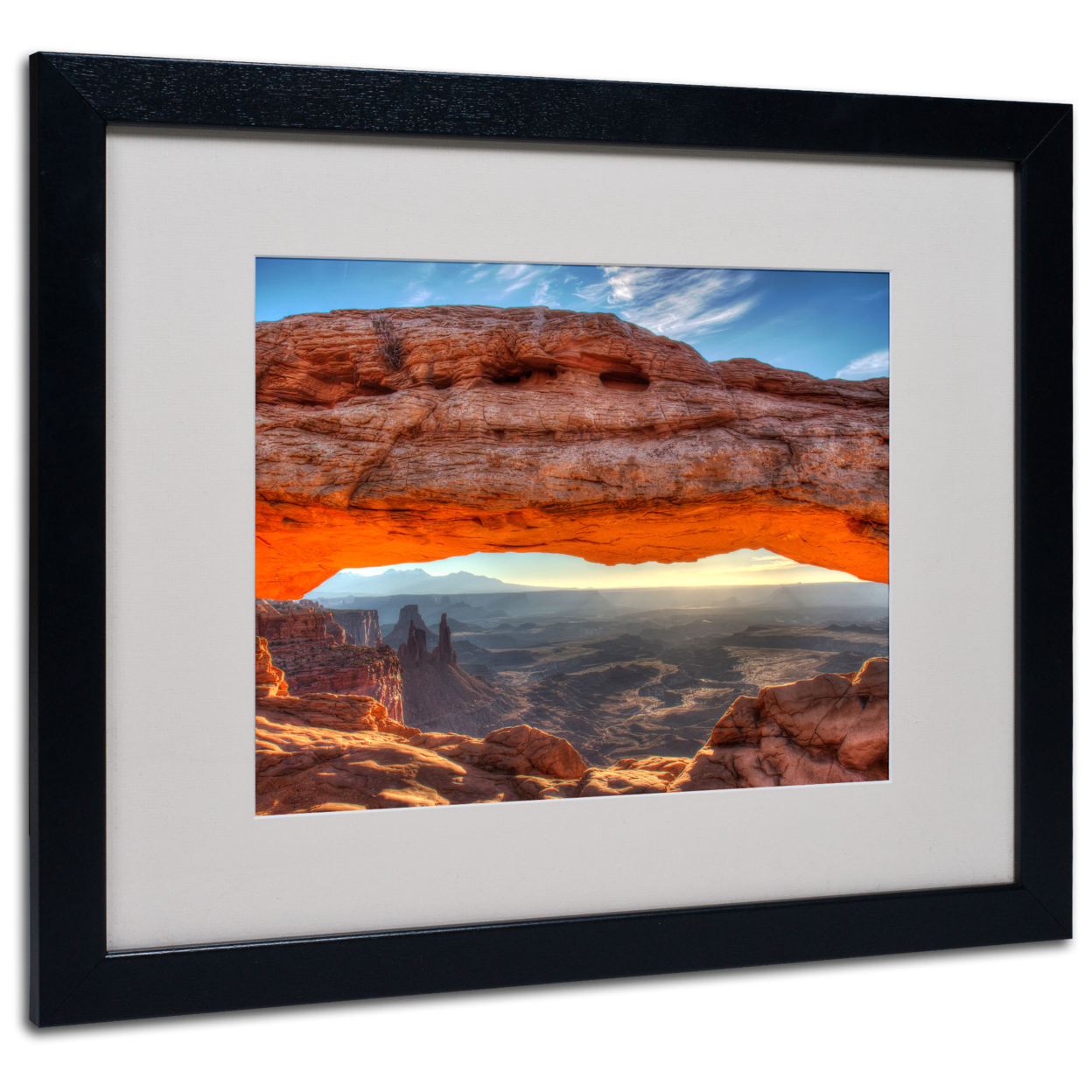 Pierre Leclerc 'Mesa Arch Sunrise' Black Wooden Framed Art 18 X 22 Inches