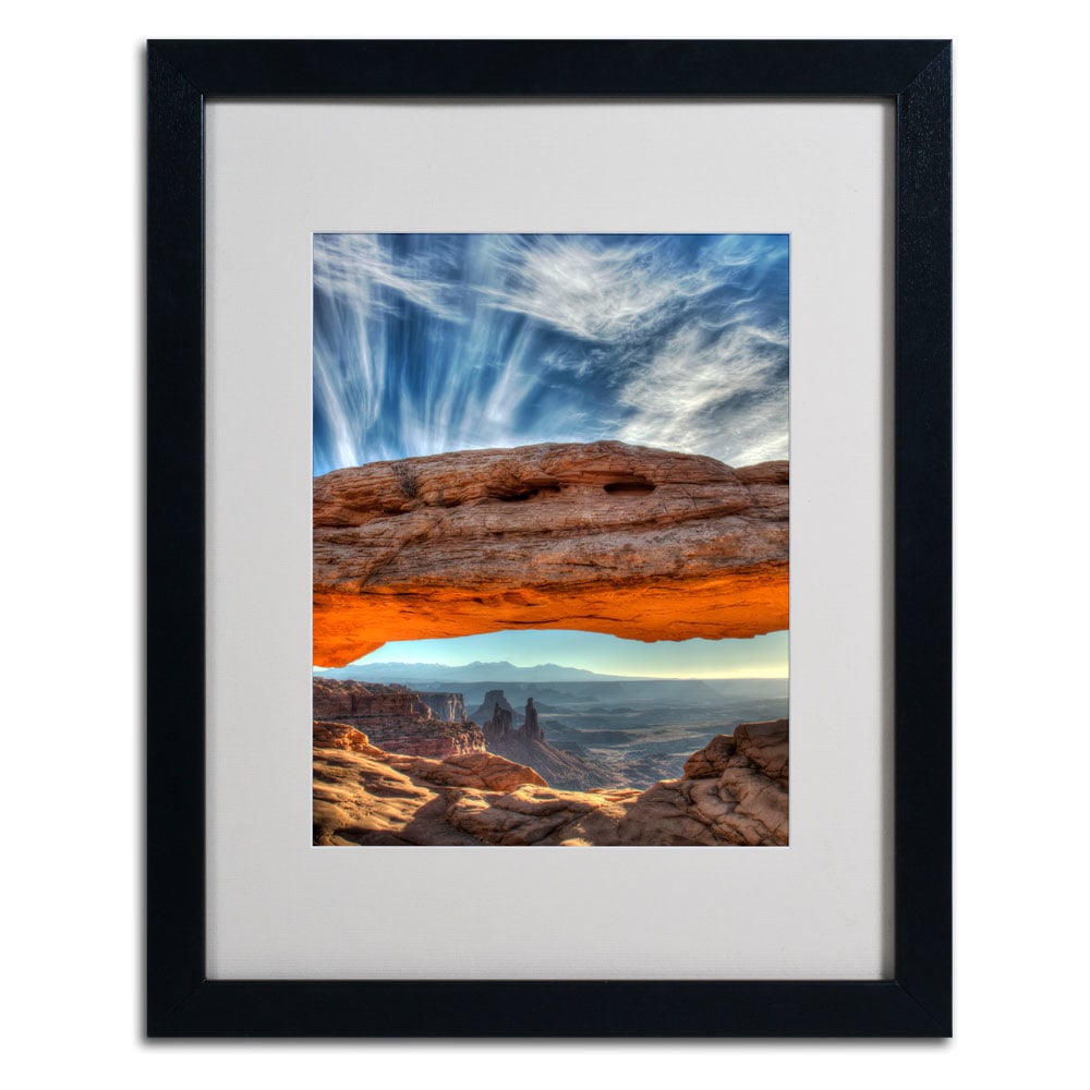 Pierre Leclerc 'Mesa Arch Sunrise 2' Black Wooden Framed Art 18 X 22 Inches