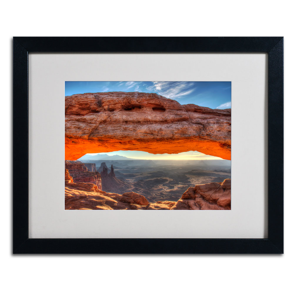 Pierre Leclerc 'Mesa Arch Sunrise' Black Wooden Framed Art 18 X 22 Inches