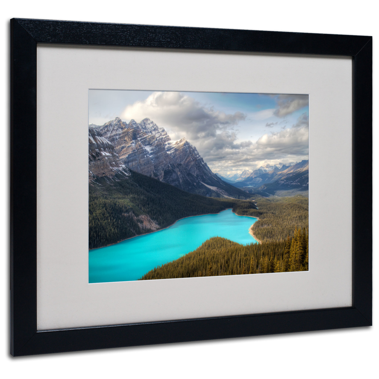 Pierre Leclerc 'Peyto Lake' Black Wooden Framed Art 18 X 22 Inches