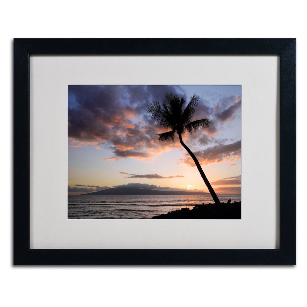 Pierre Leclerc 'Palm Tree Maui' Black Wooden Framed Art 18 X 22 Inches