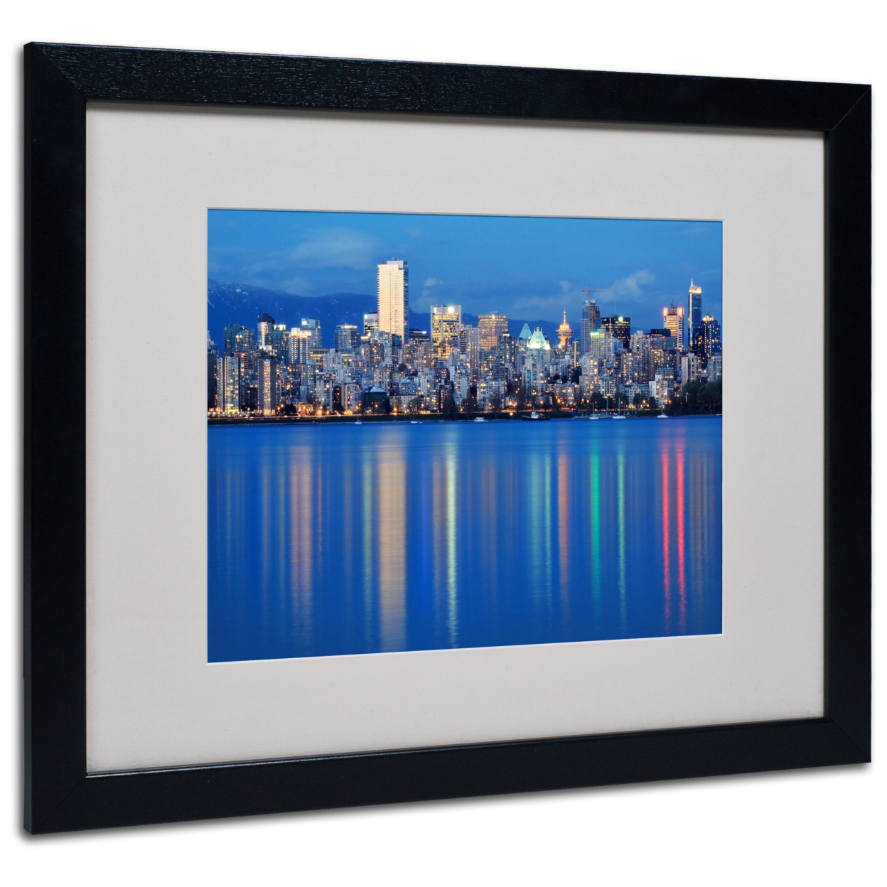 Pierre Leclerc 'Vancouver City' Black Wooden Framed Art 18 X 22 Inches