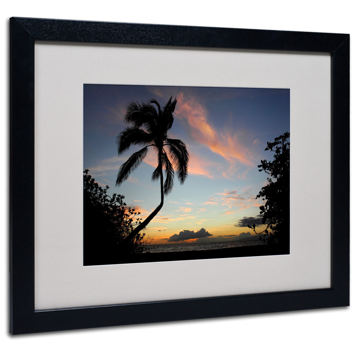 Pierre Leclerc 'Tropical Sunset' Black Wooden Framed Art 18 X 22 Inches