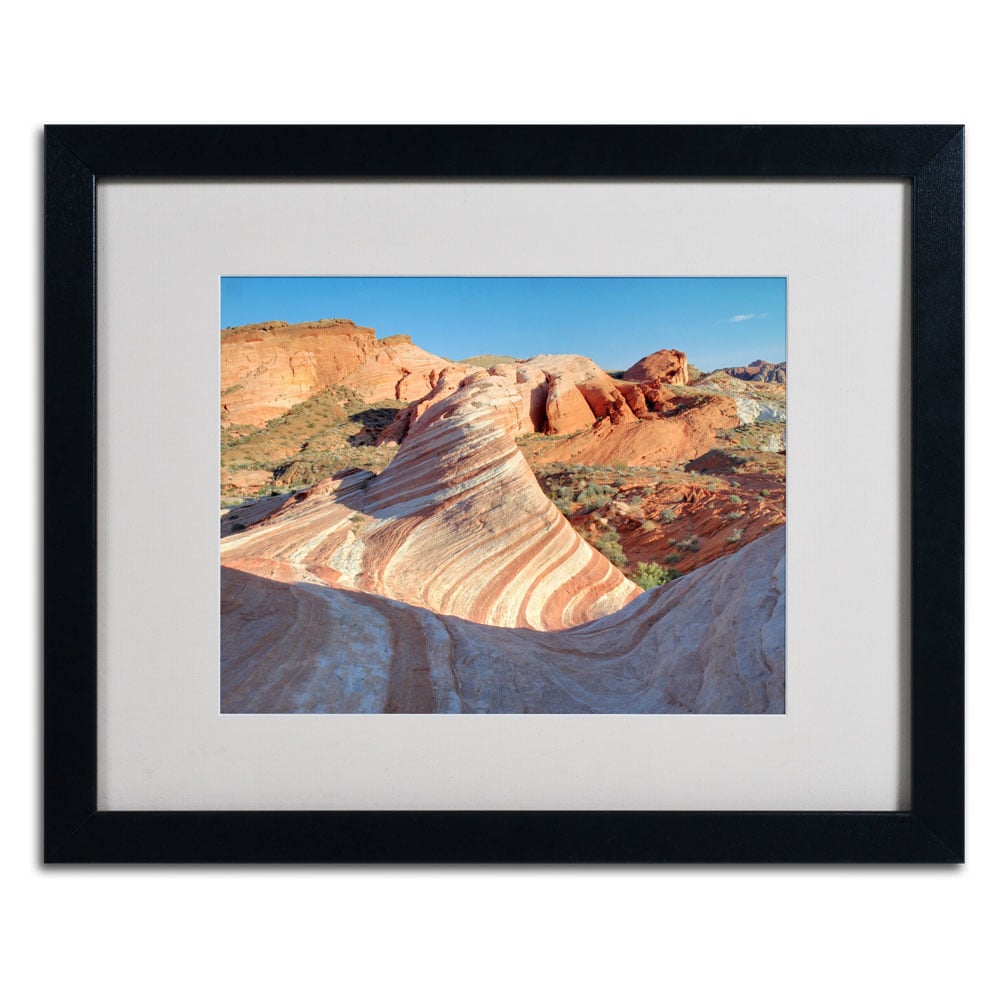 Pierre Leclerc 'Valley Of Fire Wave' Black Wooden Framed Art 18 X 22 Inches