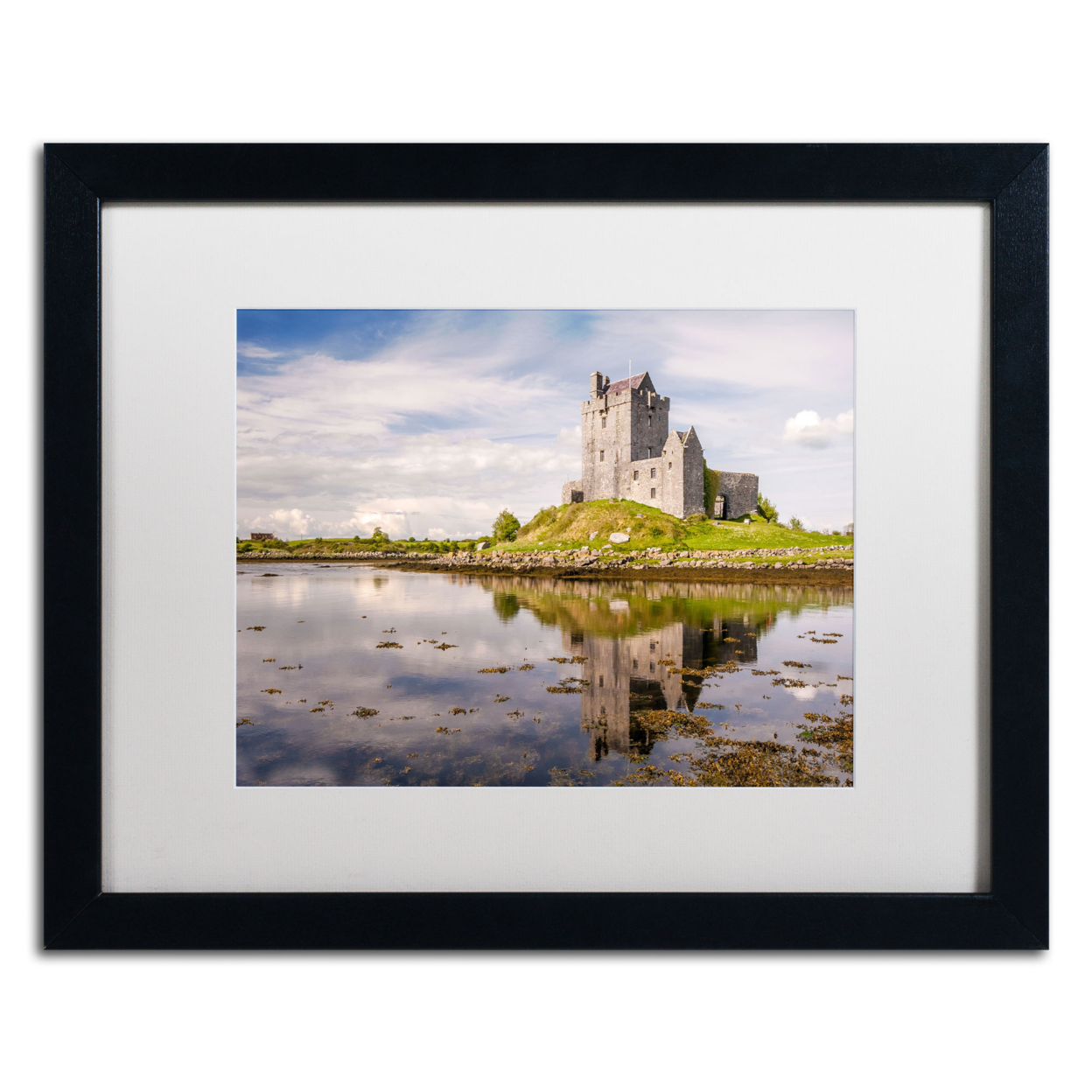 Pierre Leclerc 'Dunguaire Castle Ireland' Black Wooden Framed Art 18 X 22 Inches