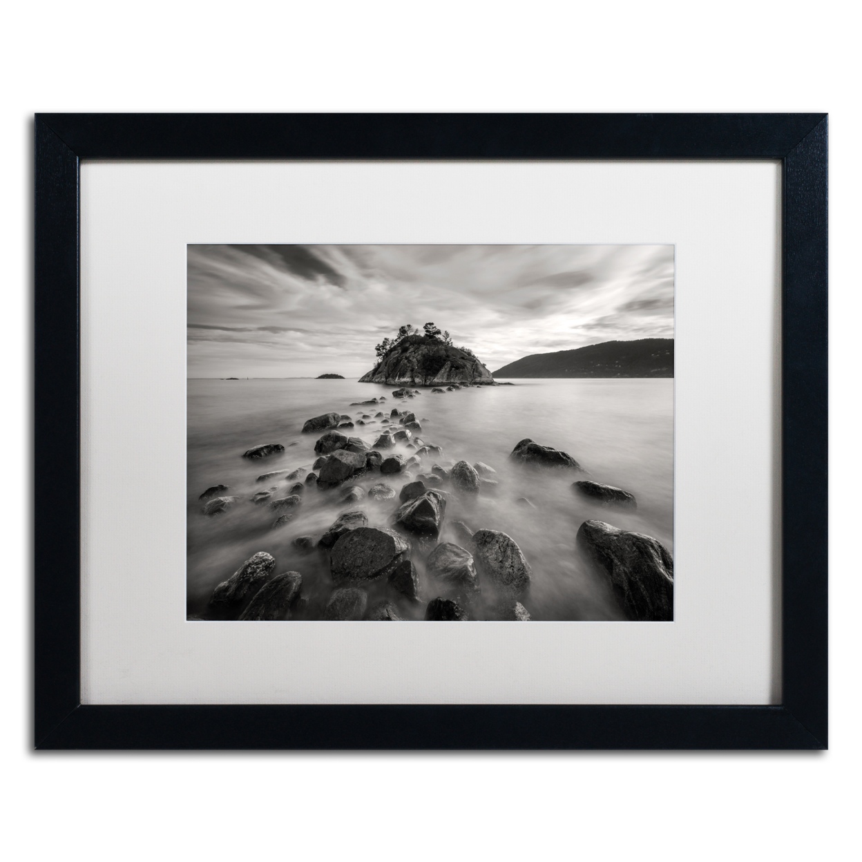 Pierre Leclerc 'Whytecliff Park BW' Black Wooden Framed Art 18 X 22 Inches