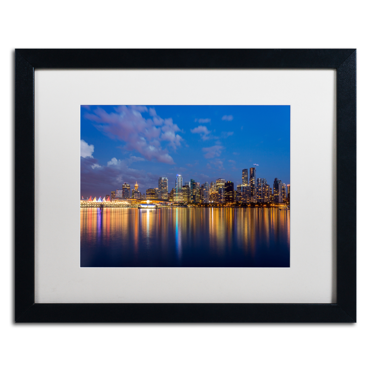 Pierre Leclerc 'Vancouver Twilight' Black Wooden Framed Art 18 X 22 Inches