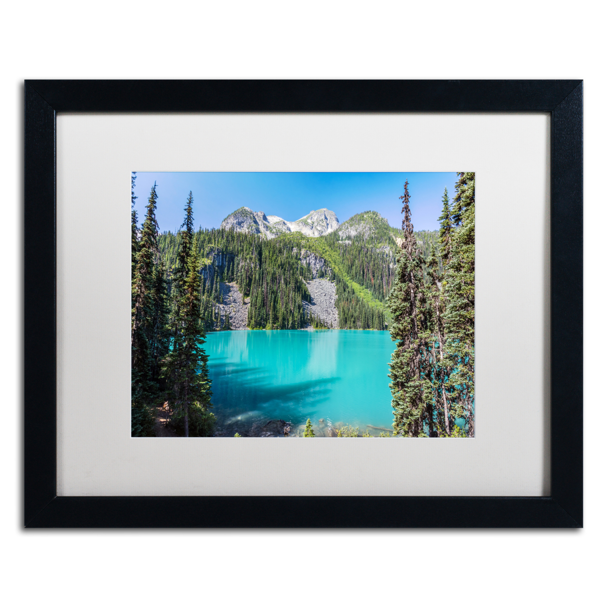 Pierre Leclerc 'Turquoise Lake' Black Wooden Framed Art 18 X 22 Inches