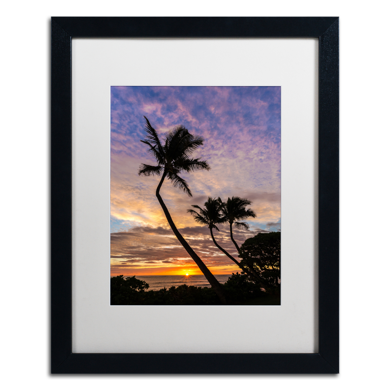 Pierre Leclerc 'Kauai Sunrise' Black Wooden Framed Art 18 X 22 Inches