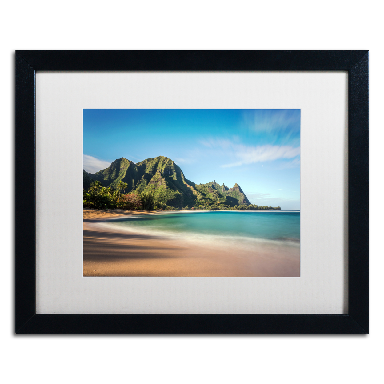 Pierre Leclerc 'Makua Beach Kauai' Black Wooden Framed Art 18 X 22 Inches