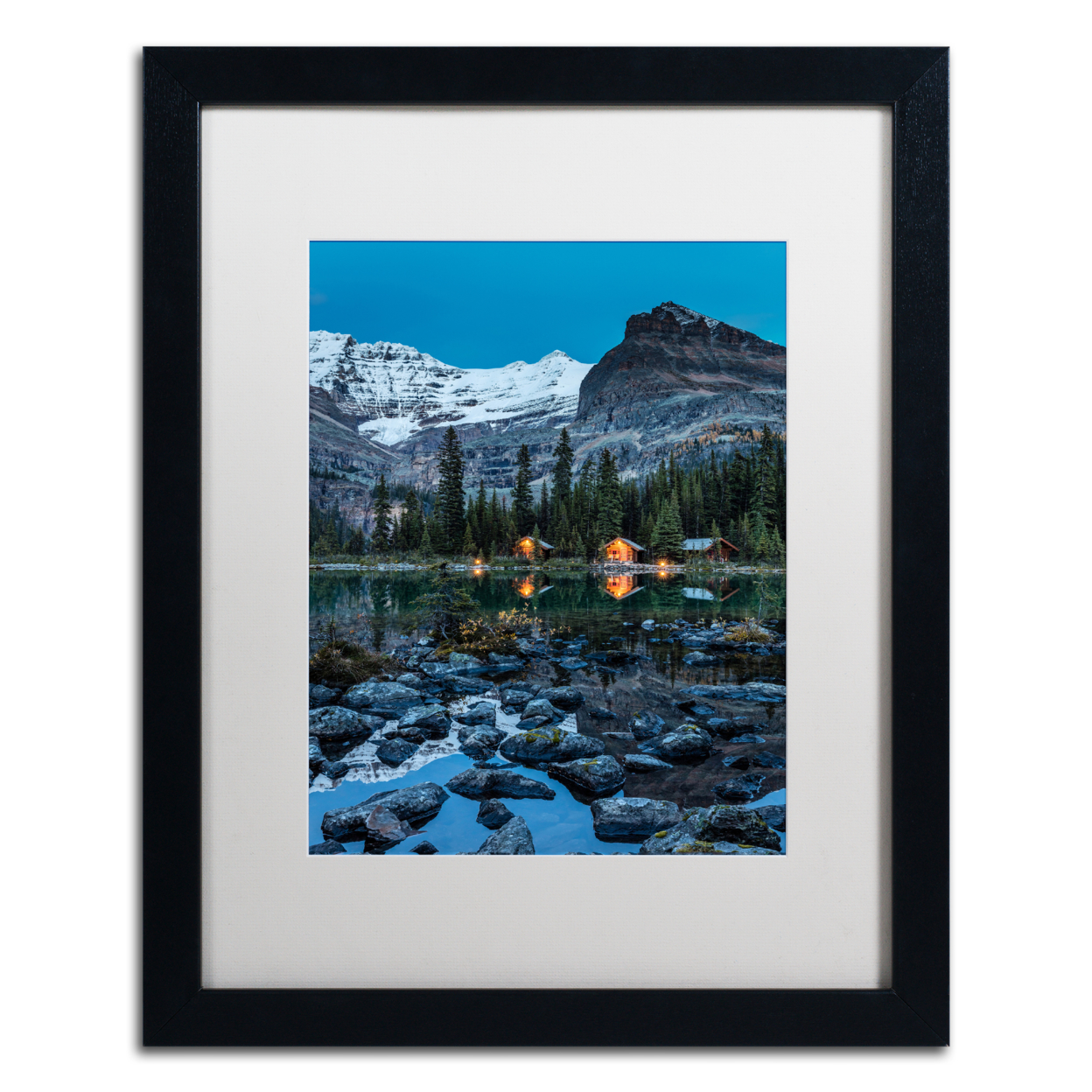 Pierre Leclerc 'O'Hara Lake Twilight' Black Wooden Framed Art 18 X 22 Inches