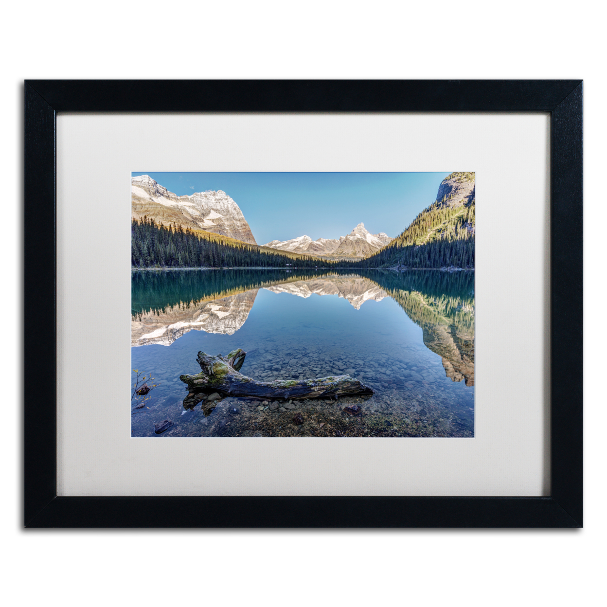 Pierre Leclerc 'Lake O'Hara Reflection' Black Wooden Framed Art 18 X 22 Inches