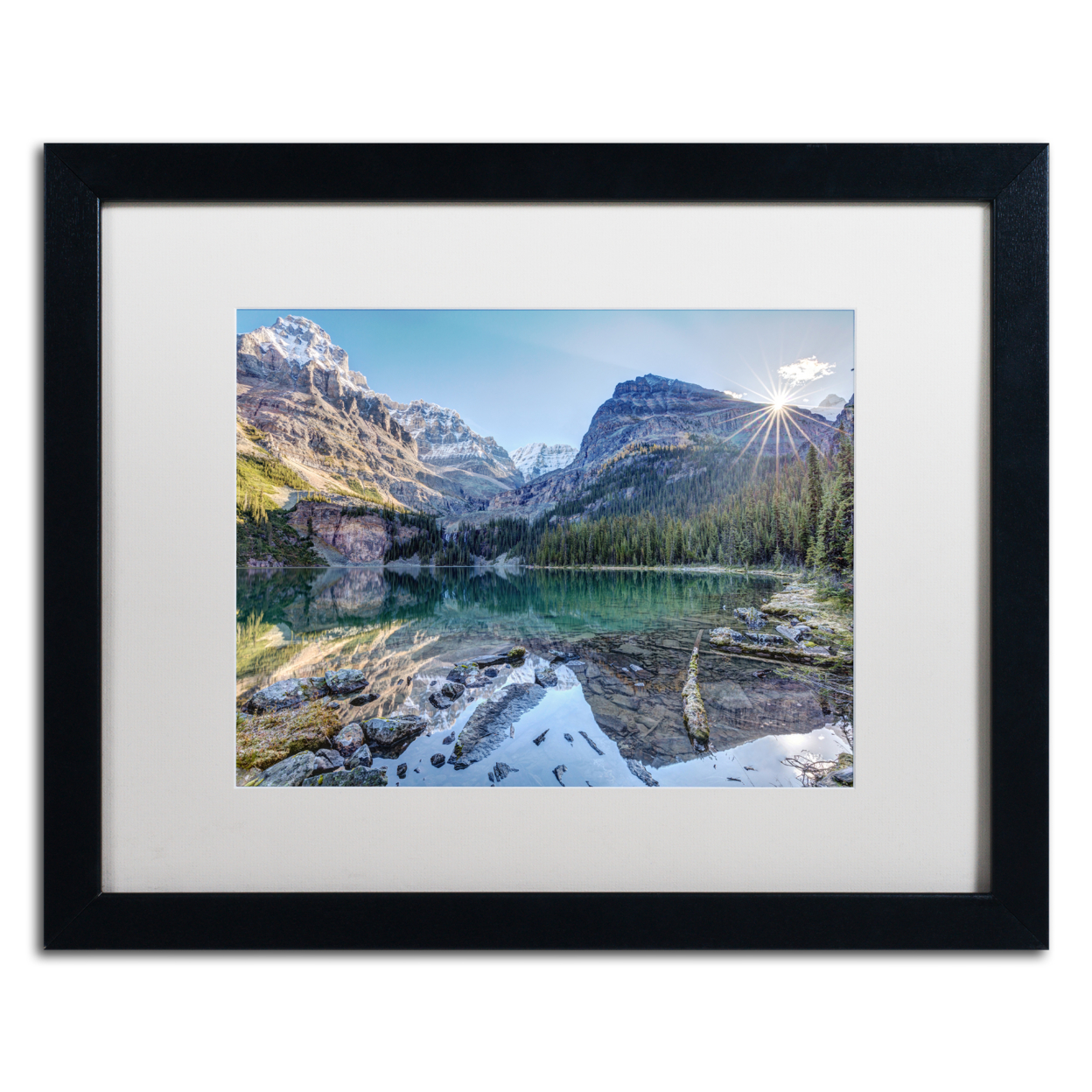 Pierre Leclerc 'Majestic Lake O'Hara' Black Wooden Framed Art 18 X 22 Inches