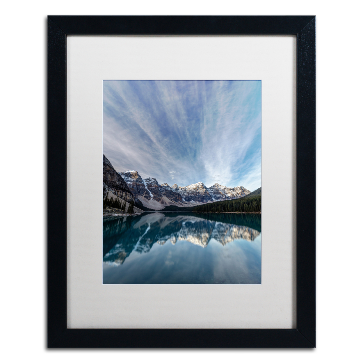 Pierre Leclerc 'Moraine Lake Sky' Black Wooden Framed Art 18 X 22 Inches