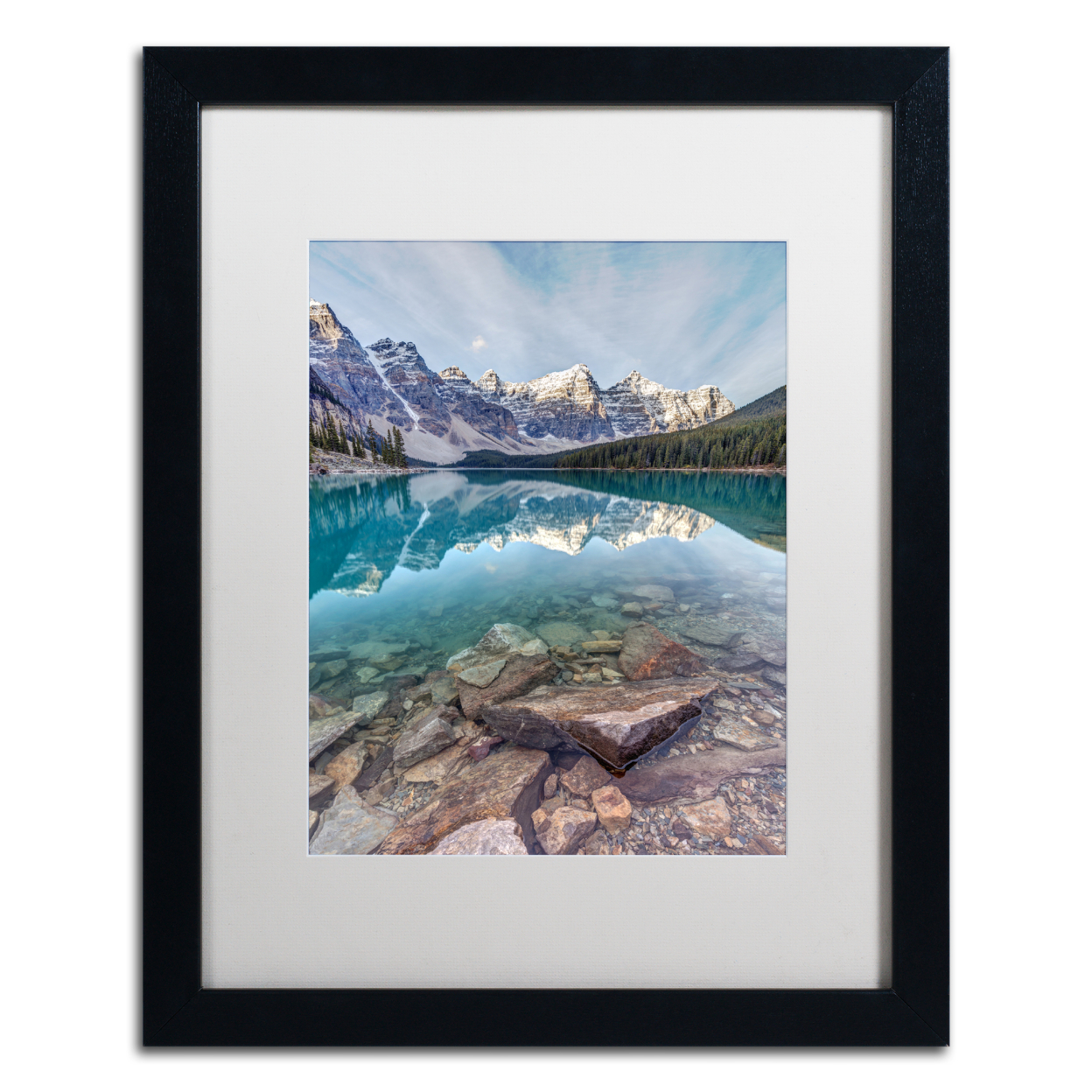 Pierre Leclerc 'Iconic Moraine Lake' Black Wooden Framed Art 18 X 22 Inches