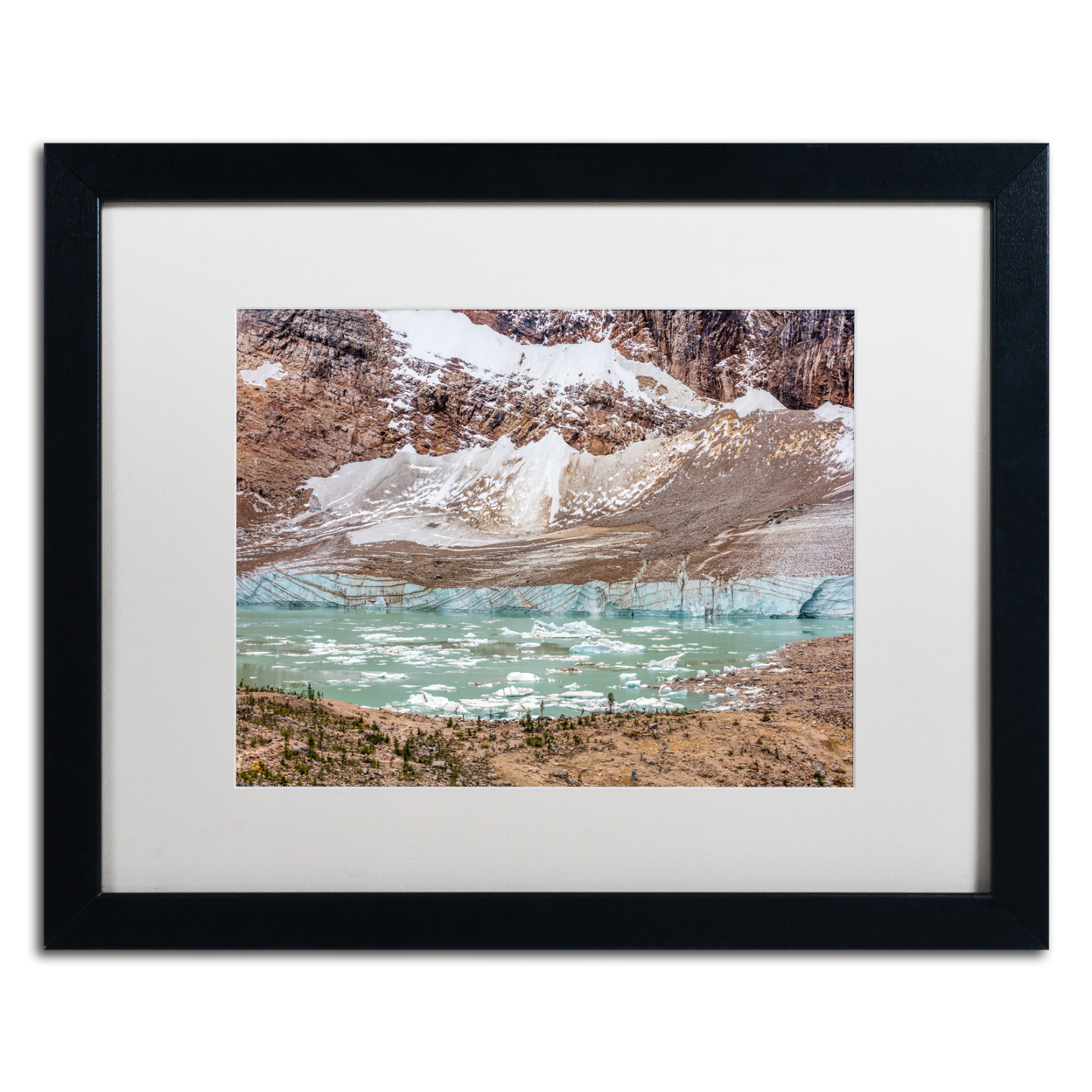Pierre Leclerc 'Iceberg Lake' Black Wooden Framed Art 18 X 22 Inches